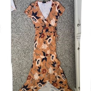 Long flowery burnt orange dress